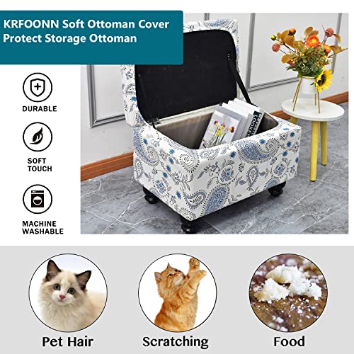 Krfoonn Rectangle Ottoman Covers Stretch Storage Ottoman Slipcovers Printed Folding Storage Ottoman Bench Cover Footrest Stool Slipcover Furniture Protector For Living Room Bedroom (Small, 05) #TOP4