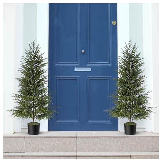 2 Pcs Artificial Norfolk Pine Tree - 4ft (48") Faux Christmas Tree Fake Potted Plants for Indoor Outdoor Home Front Porch Christmas Decor