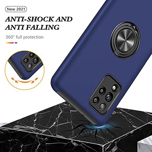 Image of Galaxy A42 5G Case for Samsung A42 Case Military Grade Shockproof Built-in Ring Holder Kickstand Car Mount Armor Heavy Duty Protective Case for Galaxy A42 Phone Case (Blue)