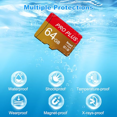 Micro SD Karte 64GB, 2 Pack Speicherkarte Micro SD Card mit Adapter Mini Karte UHS-I C10 A1 TF Speicherkarten Microsd für Smartphones, Tablets, Mobiltelefon, Kamera, Auto Audio, Spielkonsole, Drohnen