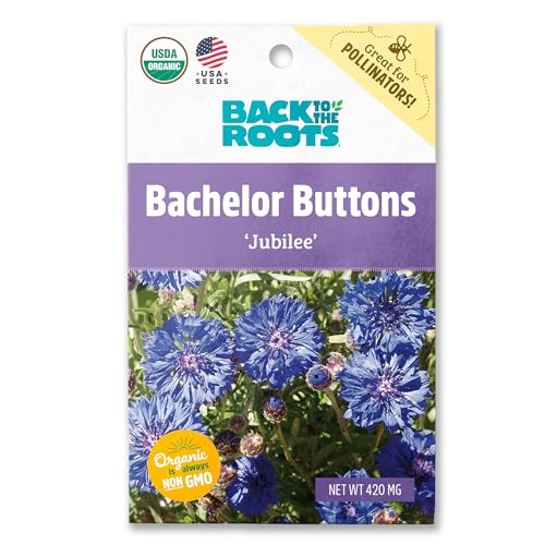 Back to The Roots 100% Organic Seed Packet - Bachelor Buttons 'Jubilee' 420mg