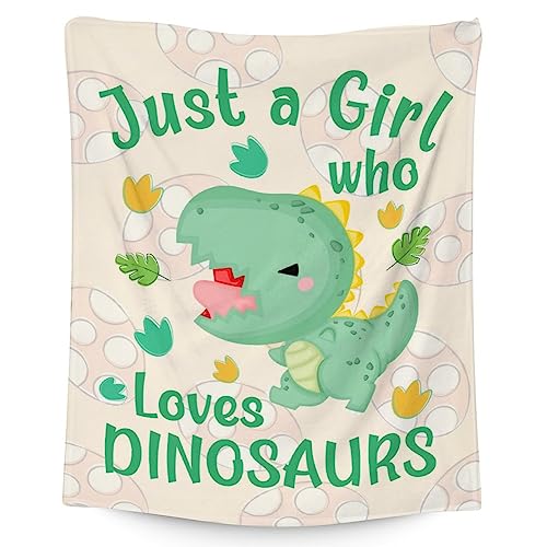 Dinosaur Blanket Gifts - 60"x80" Cute Throw for Girls - Green Soft Fuzzy Blankets for Bed, Couch & Living Room
