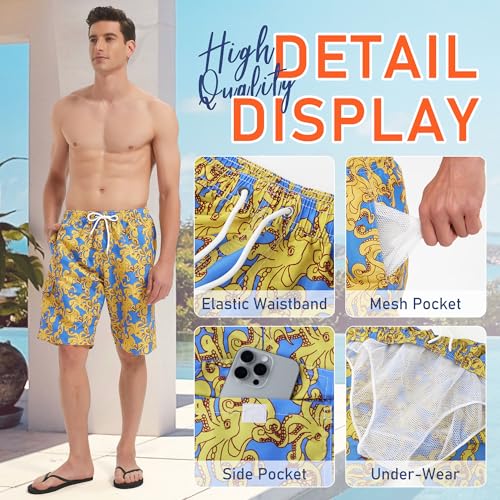 Image of Mens Swimming Trunks Swim Trunks Quick Dry Swim Shorts with Mesh Lining Funny Swimwear Bathing Suits