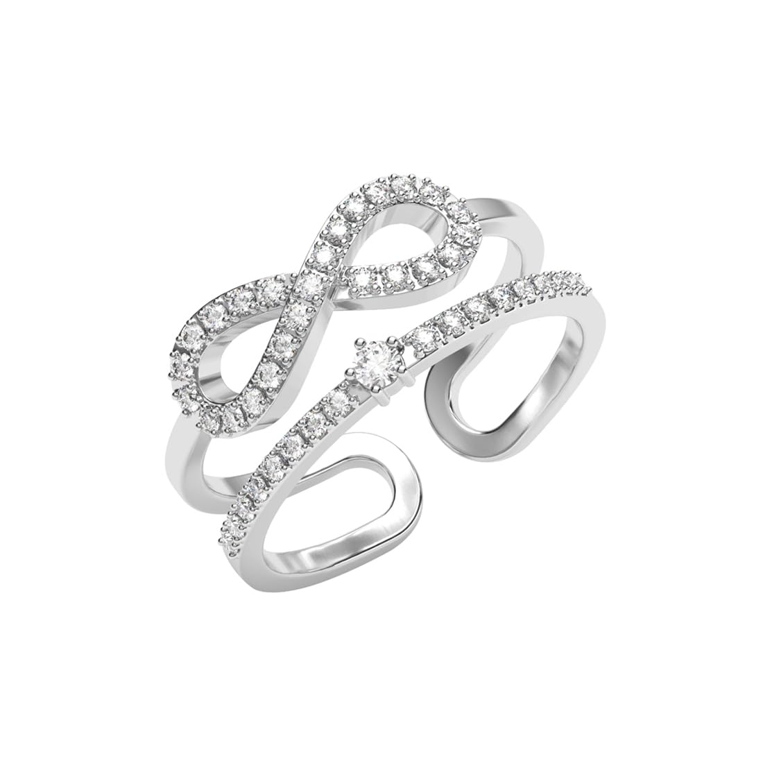 Clara Pure 925 Sterling Silver Talia Double Banded studded Infinity Finger Ring | Swiss Zircon Platinum Plated | Size Adjustable | Gift for Women Girls Wife Girlfriend (B0D9BM38VL) Amazon Price History, Amazon Price Tracker