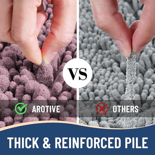 Image of Arotive Luxury Bathroom Rugs 34x21, Extra Soft Thick Absorbent Shaggy Chenille Bath Rugs, Machine Wash Dry, Bath Mats for Bathroom Floor, Tub and Shower, Home Decor Accessories, Deep Plum