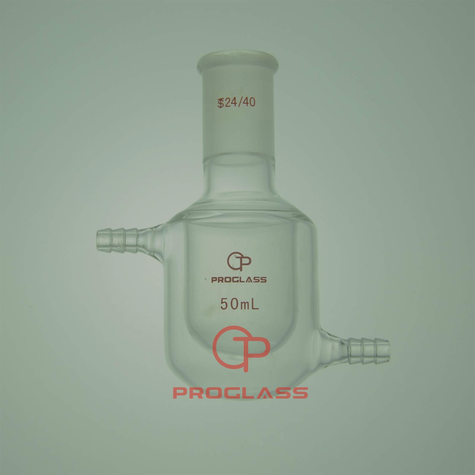 Proglass Single Neck Jacket Reaction Flask 50mL with 24/40 Glass Joint