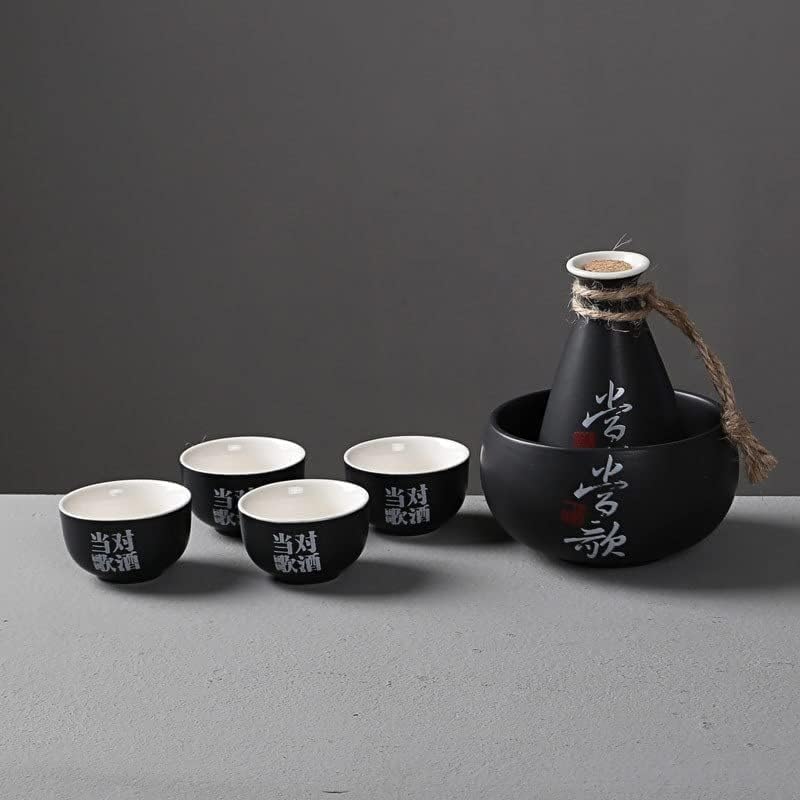 Sake Cup Set,Gift for Beer Cup,Traditional Sake Set, Sake Set,Vintage Ceramic Sake Bottle,1 Sake Bottle, 4 Sake Cups, 1 Sake Tank,Cold/Warm/Hot Sake Carafe, Special Japan
