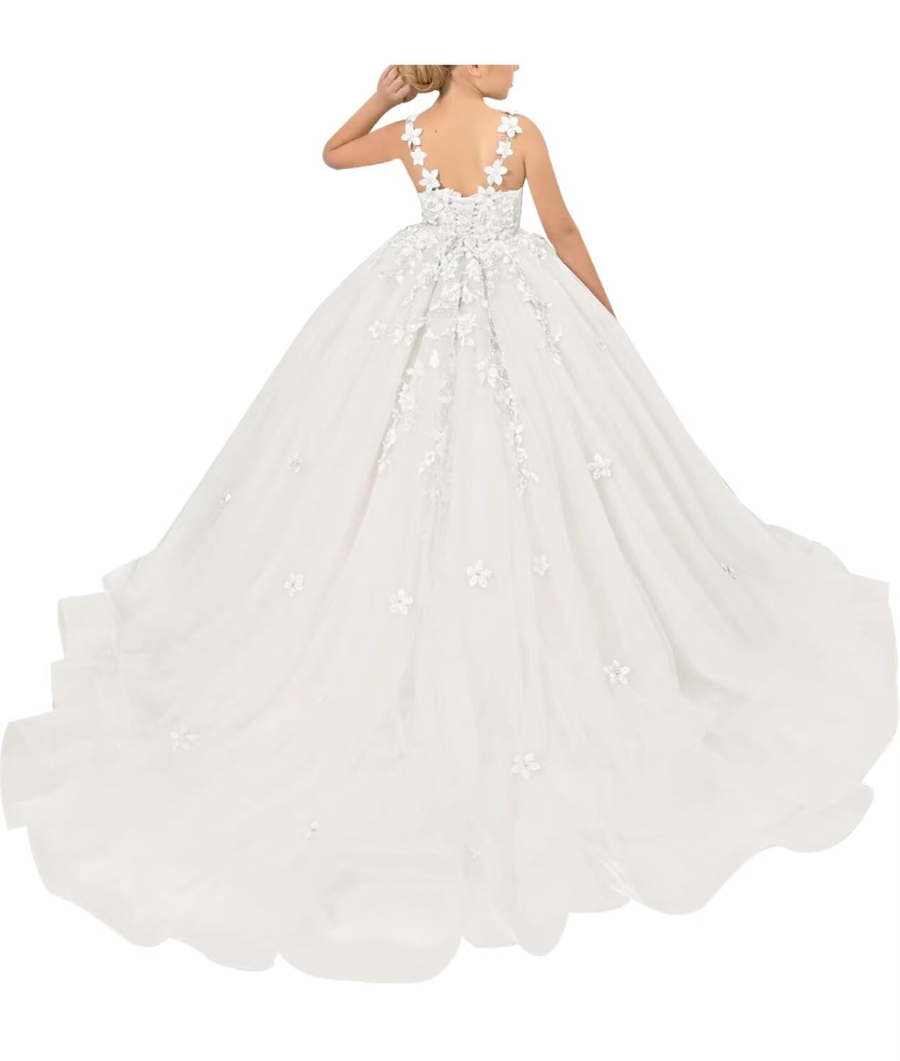 Puffy Tulle 3D Flower Appliques Dress