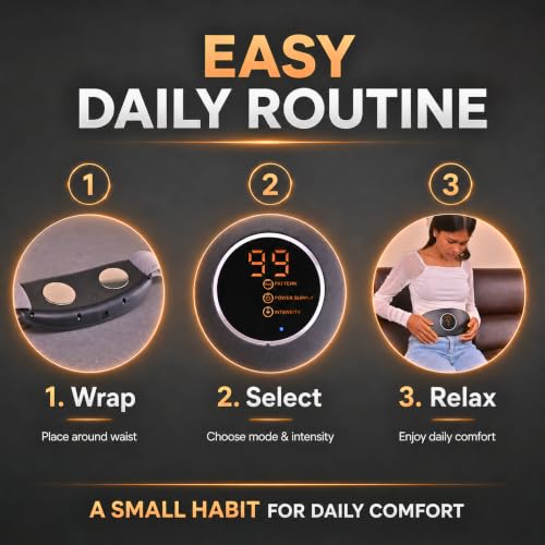 Image of Dealsure Belly Fat Burner Machine | Rechargeable Abdominal Massager Belt | Belly Fat Burner Belt With Heat & Vibration Modes | Waist Toning, Period Comfort, Portable Body Shaping Device