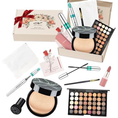 Makeup Sets 7PCS for Women Girls Makeup Bag Eyeshadow Palette Air Cushion Eyebrow Pencil Mascara Lipstick, Create Sophisticated Makeup for Your Wife & Girlfriend Valentines Day Gifts for Her Cover