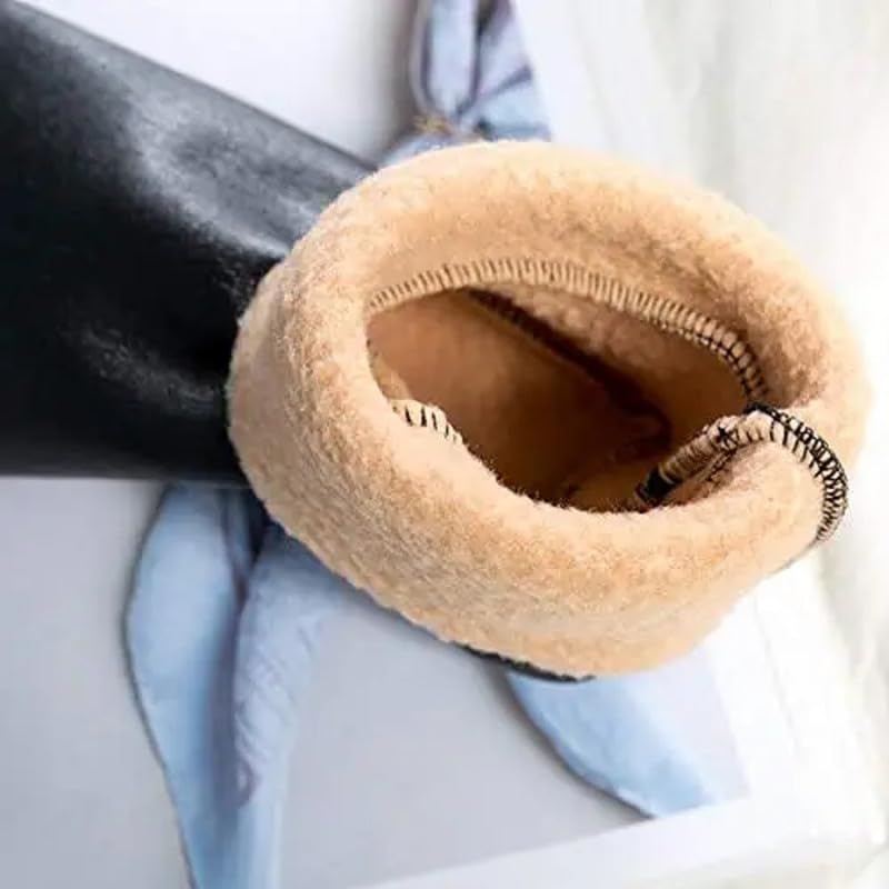 Unisex Winter Warm Faux Leather Socks (Free Size, Black) 3