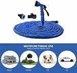 Expandable Garden Hose (16ft to 50ft), Aluminium Connector with 7 Functioning Nozzles, Multi-Purpose Garden Hose Sprayer, Garden Patio Sprayer for Watering Plants, Cleaning Cars or Pets (Blue)