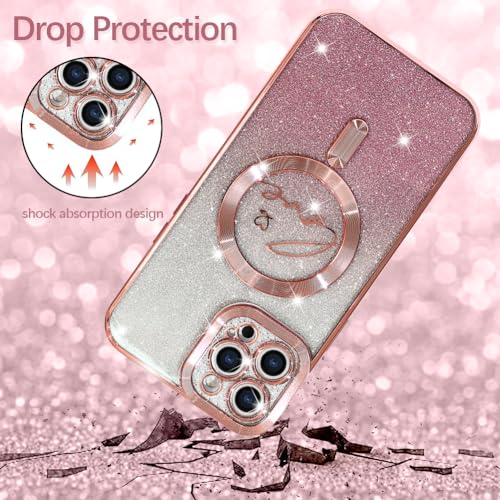 Image of ZIYE Magnetic Case Designed for iPhone 12 Pro Glitter Case-Pink