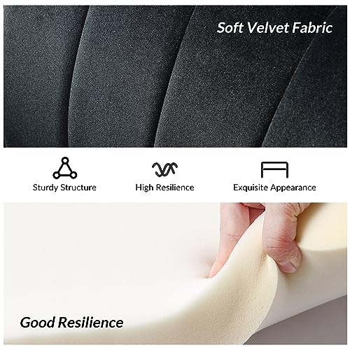 Image of HULALA HOME Modern Velvet Loveseat Sofa with Flower Shaped Back, Comfy Upholstered 2-Seater Sofa with Gold Metal Legs, Small Love Seat Accent Couch for Living Bedroom Leisure Areas, Black