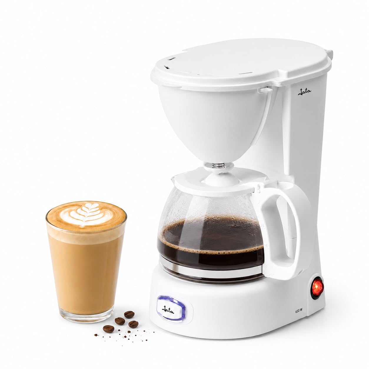JATA JECA1752 - Cafetera de Goteo Eléctrica 8 Tazas, Jarra de Cristal 750 ml, Filtro Permanente con Cuchara Dosificadora, Placa Calefactora, Apagado Automático, 650 W