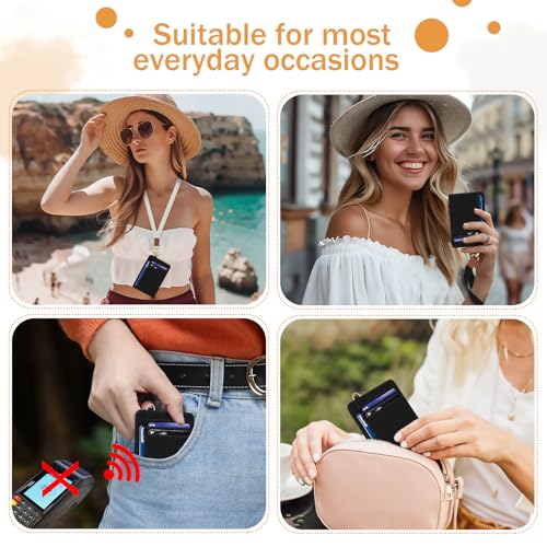 Image of Yonlevres Credit Card Holder Slim Wallet, RFID Wallet Women Front Pocket Small Card Holder, Travel Cute Funny Thin Card Case ID Window PU Leather RFID Blocking Card Organizer Gifts Girls Ladies