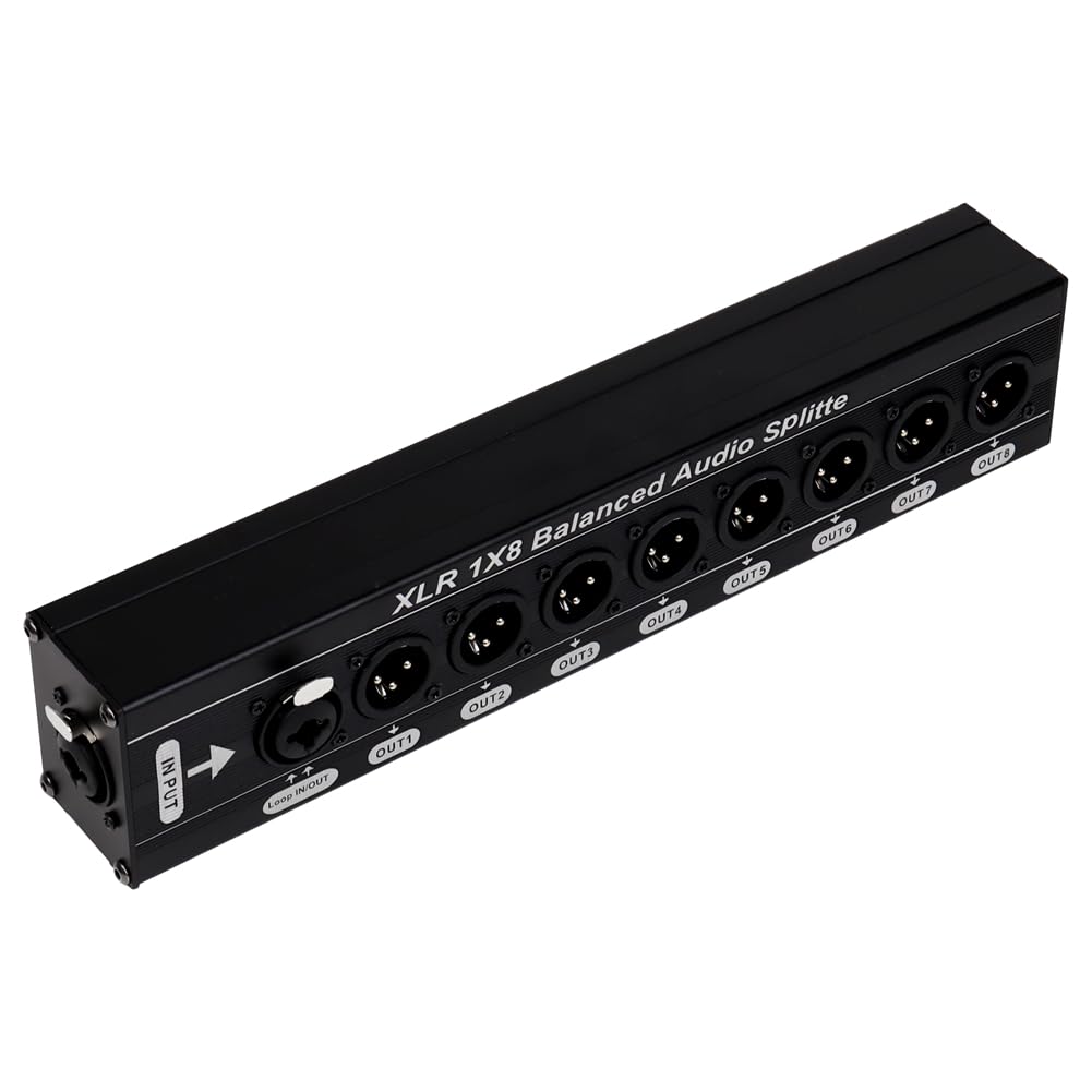 XLR-Splitter 1 Eingang 8 Ausgänge Symmetrisch Loop-Ausgang Pro