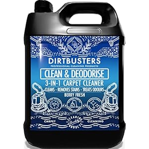 Dirtbusters Clean & deodorise berry fresh 3 in 1 Concentraat 1 X 5 Liter Professionele Tapijt & Bekleding extractie shampoo oplossing reiniger Met bessen verse Geurneutralisator reactiverende