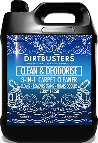 Dirtbusters Nettoyant Désodorisant Professionnel Concentré 3 en 1 pour Tapis Tissus - Neutraliseur d’Odeur, Parfum Baies Rouges, Shampooing Idéal des...