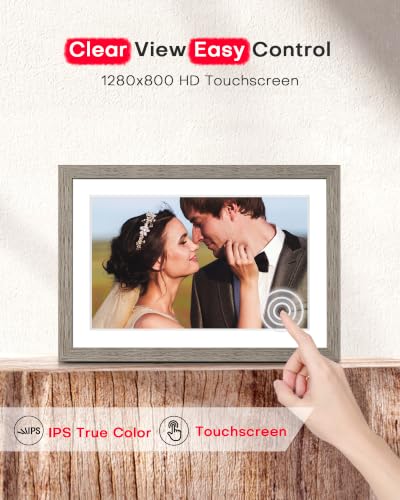 Image of Digital Picture Frame, 10.1'' WiFi Frameo Electronic Photo Frame Slideshow | Share Photos via Frameo APP, 1280x800 IPS Touchscreen, 32GB, Auto-Rotate, Easy to Use, Birthday Housewarming Gifts for Women