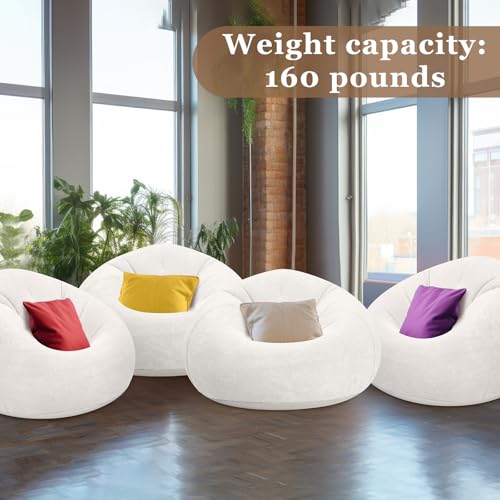Image of Realspring Inflatable Bean Bag Chairs Outdoor Blow up Camping Chairs Inflatable Lazy Sofa Folding Portable Bean Bag Loungers Couch for Movie Night(Beige,4 Pcs)