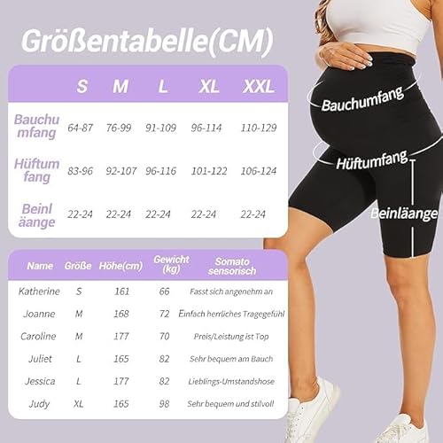 AMIYOYO Umstandsleggings Kurz Umstandsmode Umstandshose Sommer für Schwangere High Waist Blickdicht Elastische Damen Schwangerschaftsleggings