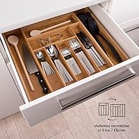 Blumtal Besteckkasten aus Bambus - größenverstellbarer Schubladentrenner Küche - Besteck Organizer 5 bis 7 Fächer - ausziehbare Schublade für Küchenschubladen - Organizer Küche Besteck in medium – Ansicht 5