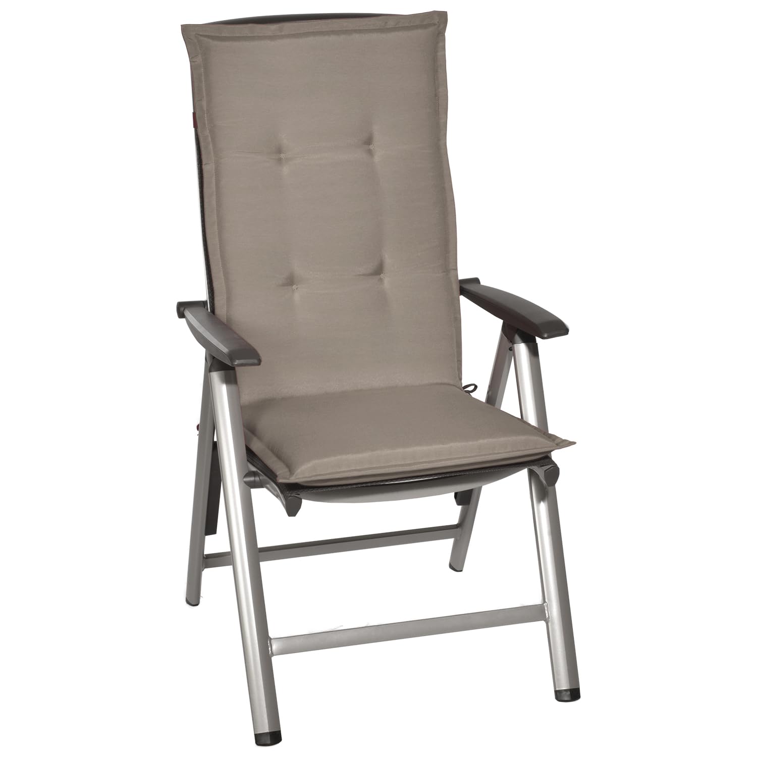 Beautissu Set de 2 Coussin Haut Dossier pour Chaise Jardin 120x50 cm Loft HL – 6 cm Rembourrage Extra Doux & Résistant à la Lumière UV – Confortable Coussin Assise Fauteuil Jardin Exterieur Taupe