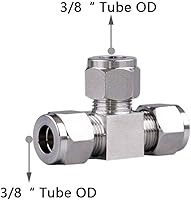 Vista 2 de Beduan Acero inoxidable neumático 3/8" accesorios de compresión Tee Let-Lok adaptador tubo conector