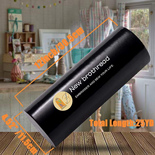 New brothread Black Cut Away Machine Embroidery Stabilizer Backing 12" x 25Yd roll - Medium Weight 2.5 oz - 2 Options - 3 Options - Tear Away/Cut Away/No Show Mesh - Image 3