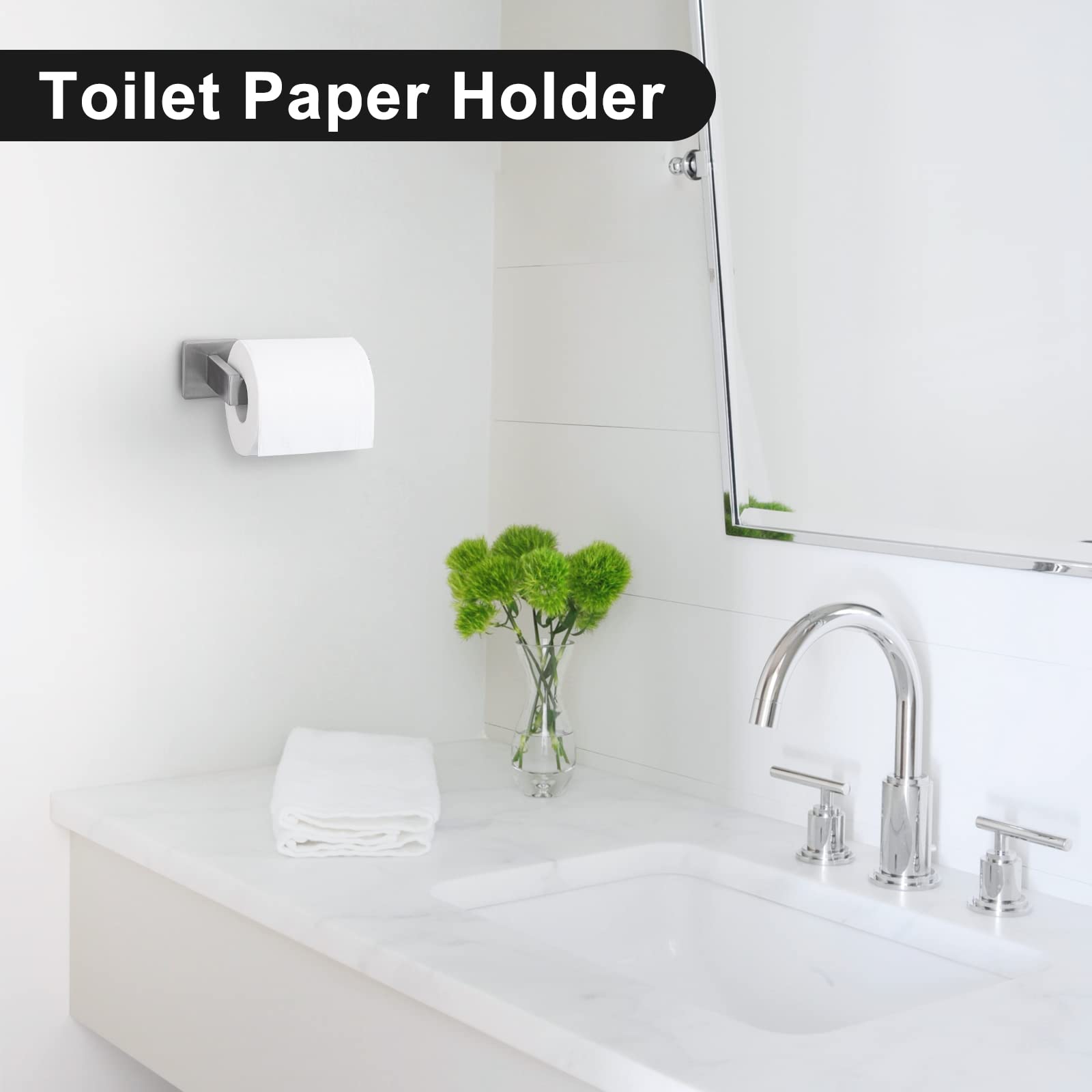 Soporte de papel higiénico para montaje en pared, soporte para rollo de papel higiénico de níquel cepillado SUS304 de acero inoxidable para baño, cocina, baño 6