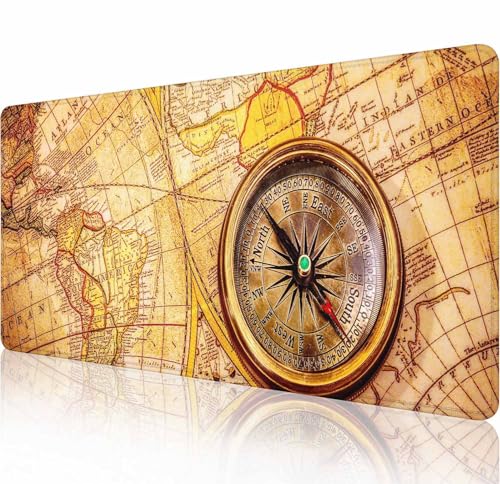 Mouse Pad Gaming, Large Mouse Pads for Desk, Keyboard Mouse Mat Desk Pad, Non-Slip Rubber Base with Stitched Edges Mousepad, 31.5x11.8in Ancient World Map
