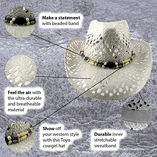 Image of SILVERFEVER Straw Cowboy Hat Cowgirl Hats Men Women Sun Hat Sombreros Vagueros Classic Western Accents Sombreros