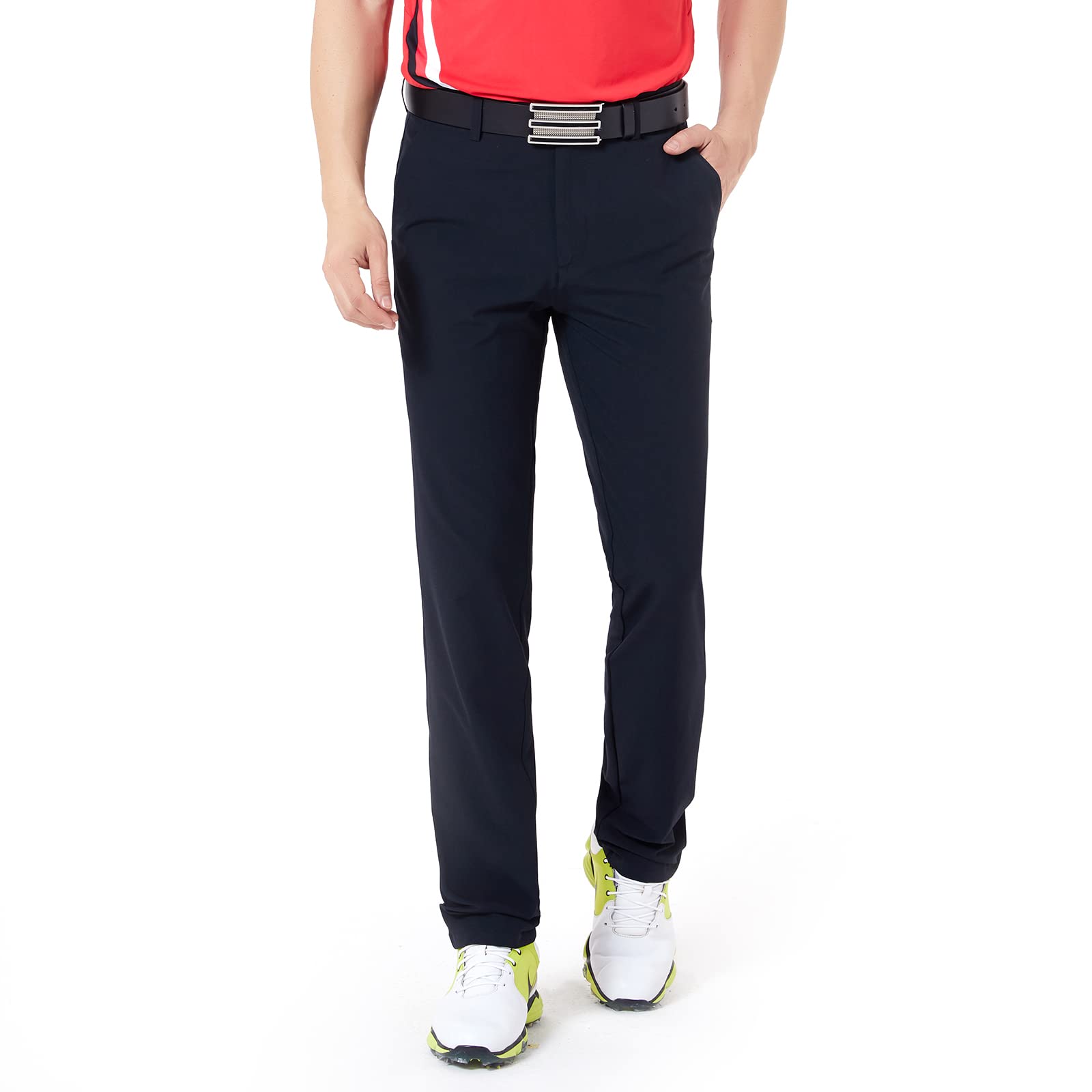 OCLUNLC Autumn Men's Golf Slim Stretch Pants Quick Dry Golf Pants for Men 40 Black 42w30l for