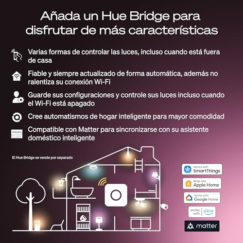 Bombilla A60 Philips Hue Smart LED regulable de 7W y base E27 en pack de 3 unidades 2
