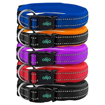 Padded Dog Collar, UK Brand, Adjustable, Reflective, Ultra Soft Breathable Neoprene padding. 4 sizes, 5 colours, Premium X-Strong Nylon, plus Safety Buckle. Odour Resistant & Fast Drying