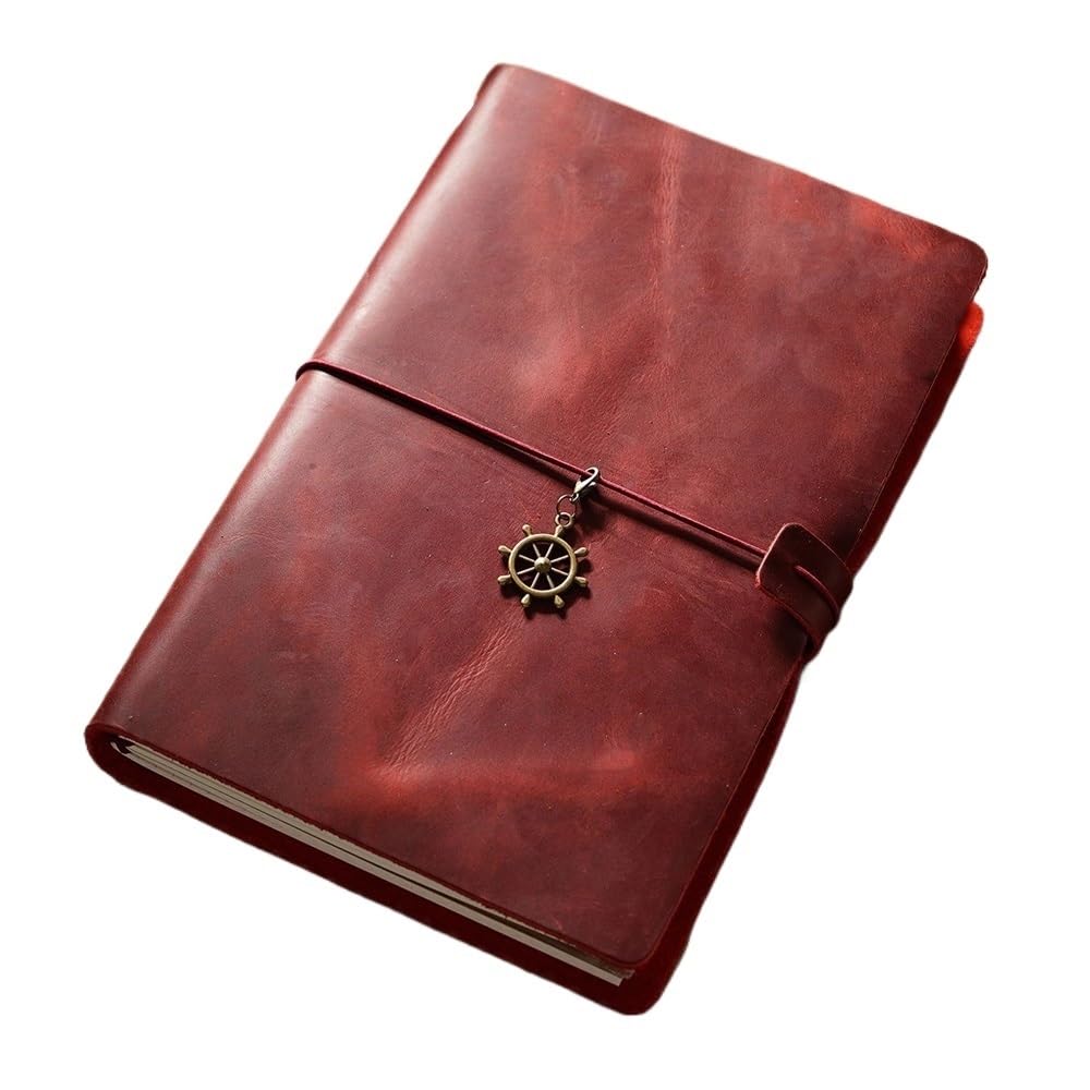 Taccuino da Viaggio Vintage Quaderni retrò in Vera Pelle con Corda for Legare, Agenda A5, quaderni in Carta Bianca punteggiata, da Viaggio Fai da Te(Style3)