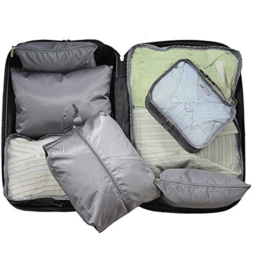 Organizador de Mala Viagem Necessaire Kit 7 Peças Cinza CBRN113678