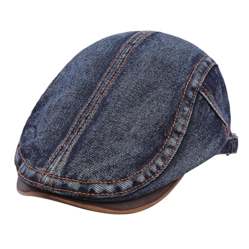 Image of ZLYC Men Cotton Flat Cap Summer Scally Ivy Gatsby Newsboy Beret Driver Cabbie Hunting Hat