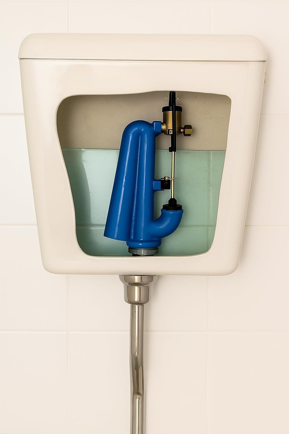 Batteria Sifone Senza Pulsante Tipo Catis Sifone Scarico WC per Cassetta Alta in Ceramica Facile installazione