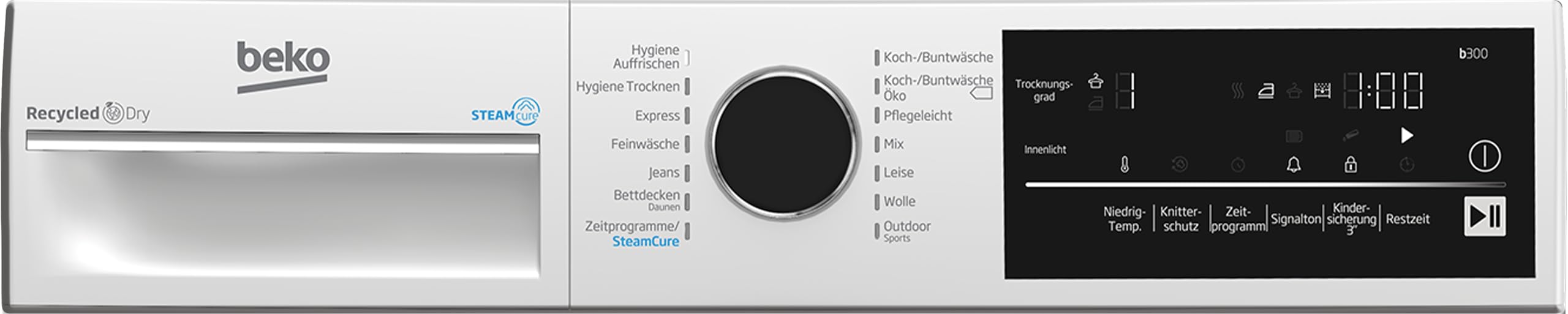 Beko B3T42240S b300 Wärmepumpentrockner 8 kg Hygiene Trocknen SteamCure Dampffunktion 14 Programme Weiß