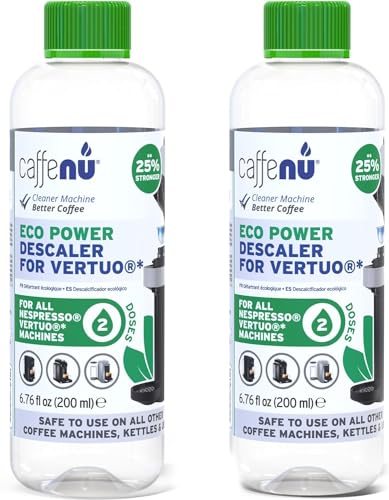 Caffenu Nespresso Vertuo, kit decalcificante Nespresso, 2 flaconi di decalcificante Nespresso, 4 utilizzi, soluzione anticalcare formulata per macchine da caffè Vertuoline e monodose