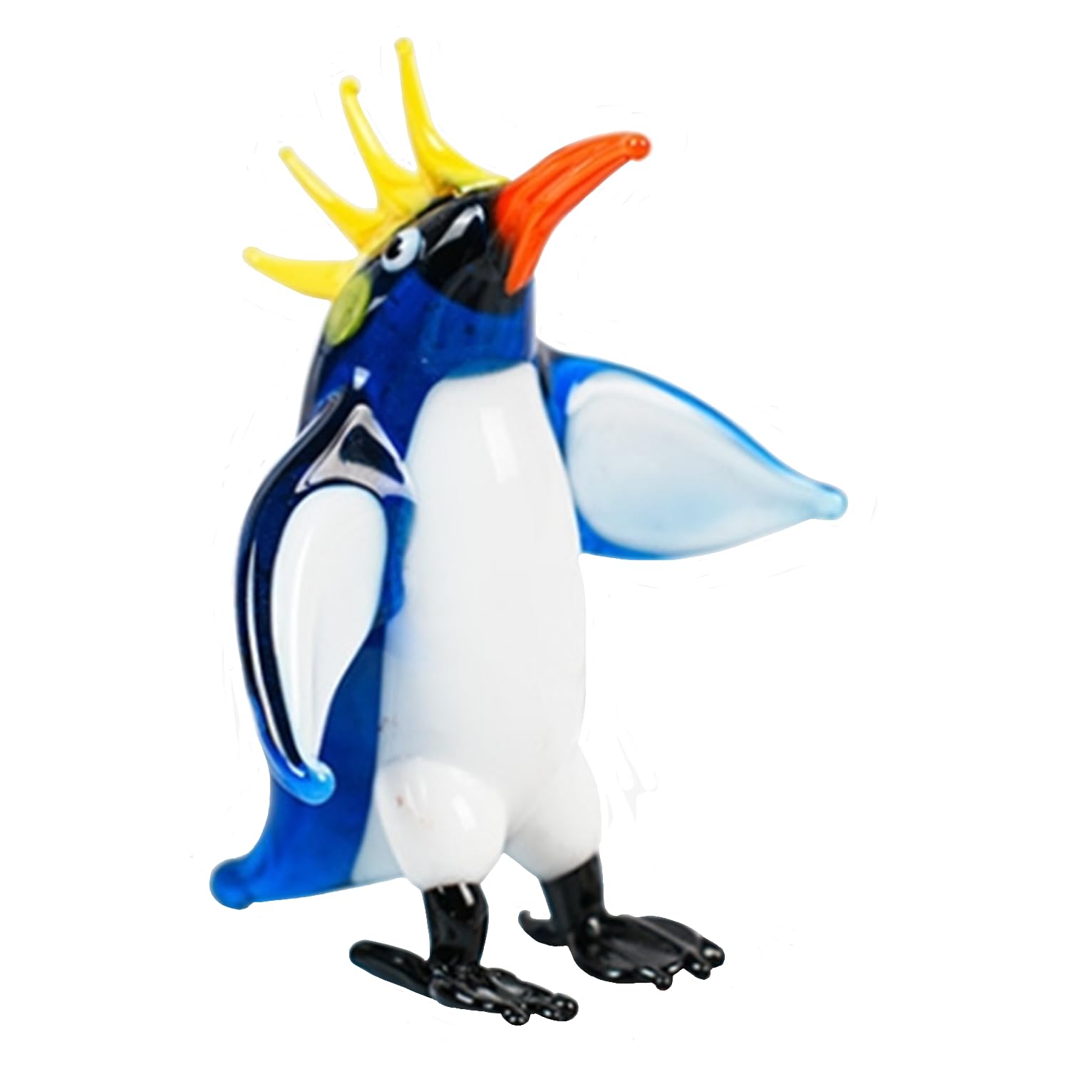 JTDZ Cute Penguin Figurine Art Handmade Blown Glass Ocean Animal Statue Collectible Desk Crystal Ornaments for Centerpiece Home Office Aquarium Deco