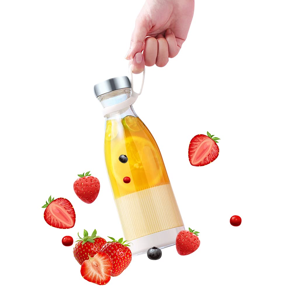 NAVESO Blender Bottl, Portable Mini Blender, Fresh Juice Blender Bottle, Personal Mixer Fruit Rechargeable With USB And Wireless Charging, Milk Shakes 350ml, Home, Gym, Travel (Pearl White)