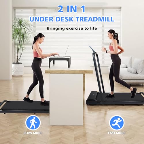 Image of Walking Pad Treadmill Under Desk 2 in 1 Folding Portable Treadmill for Home Office Walking Jogging Machine 240 lb Capacity Black