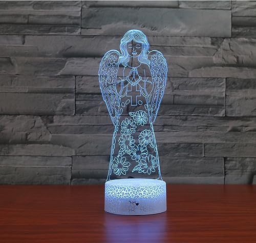 Lámpara de mesa nocturna 3D Ángel con control remoto miniatura 3