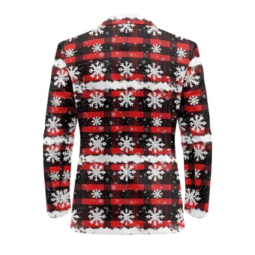 Tupalatus Christmas Prints One Button Mens Blazer Classic Collar Pocket Design Slim Fit Suit for Man Breathe Fabrics Soft -S Suitable for Dances，Parties,and Gather3