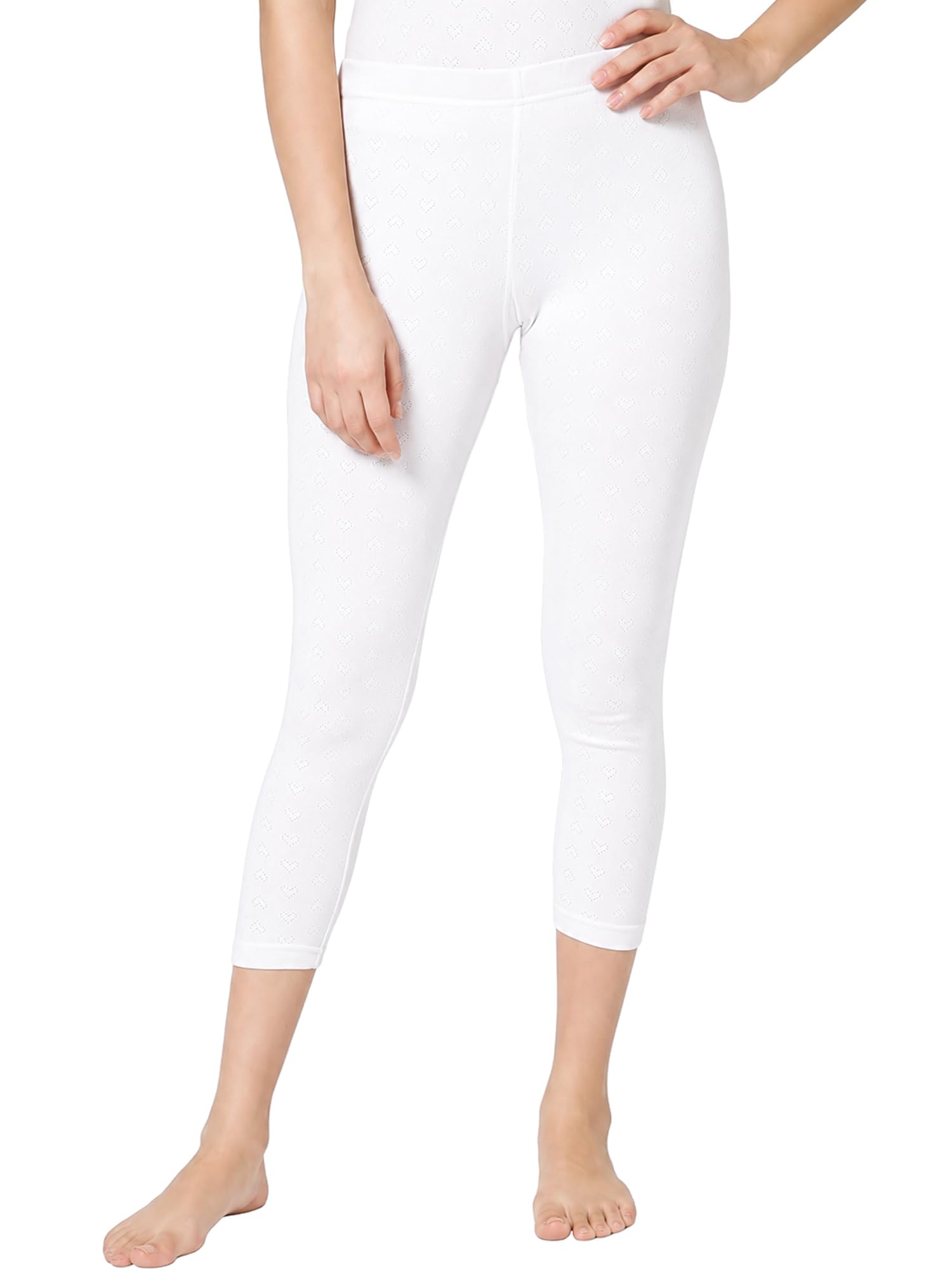 bodycare off white solid women thermal lower