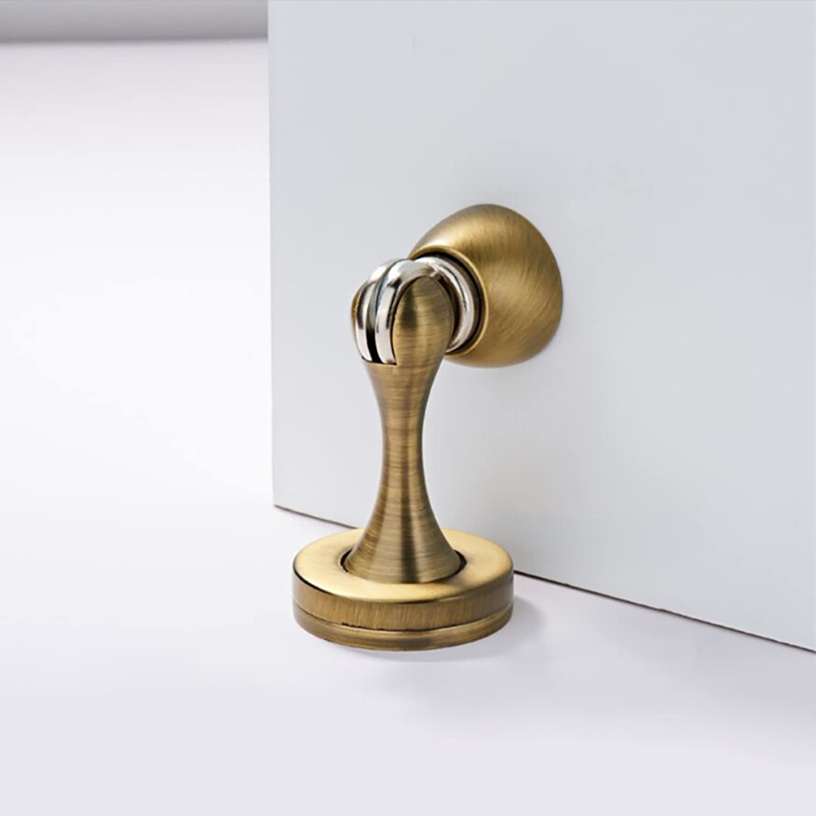 Fermaporta magnetico da 1 pezzo - Fermaporta a doppio scopo ispessito montato a parete e a pavimento for casa, ufficio, bagno e cucina(Antique bronze)