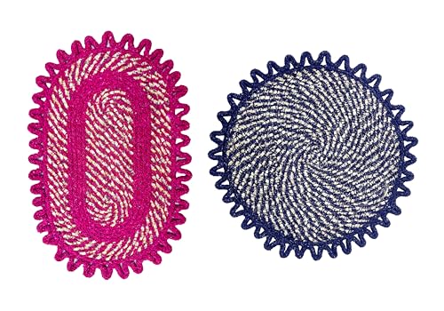 Image of Cotton Doormat for Home |Handmade Cotton Doormat | Quick Dry, Washable Door Mat for Home, Bathroom & Bedroom (Pink-Blue)